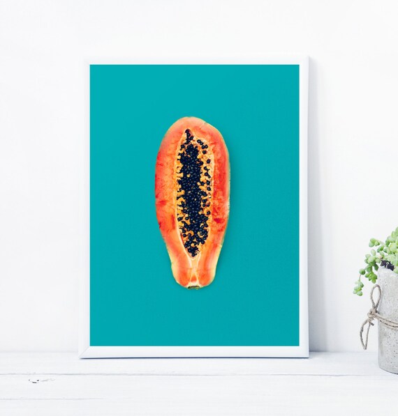 Papaya Abstract art print of a papaya printable wall art
