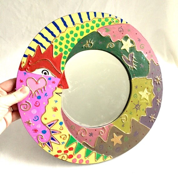 Whimsical round mirror nursery decor children's by Kimscottageloft