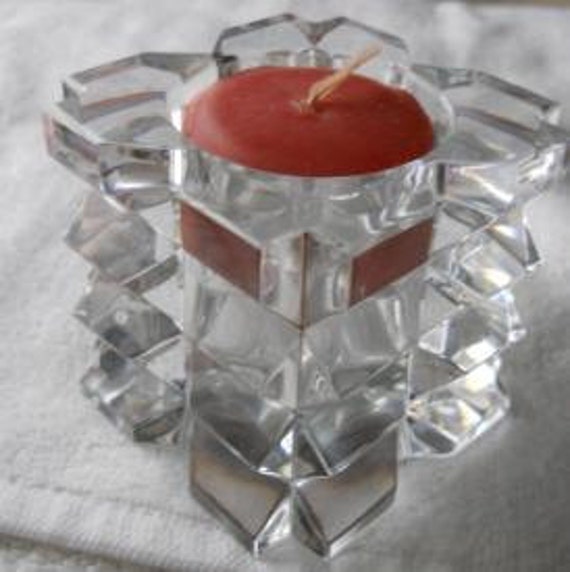 Sale Vintage Mikasa Crystal Candle Holder by rjandbjcollectibles