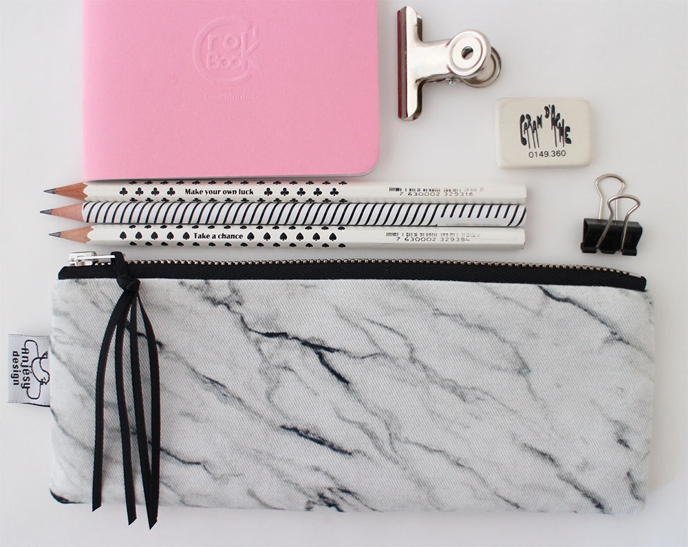 Marble pencil case/Marble pencil pouch/Marble zipper