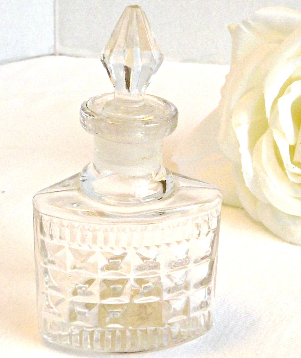 Vintage Cut Glass Perfume Bottle Antique by AgedwithGraceVintage