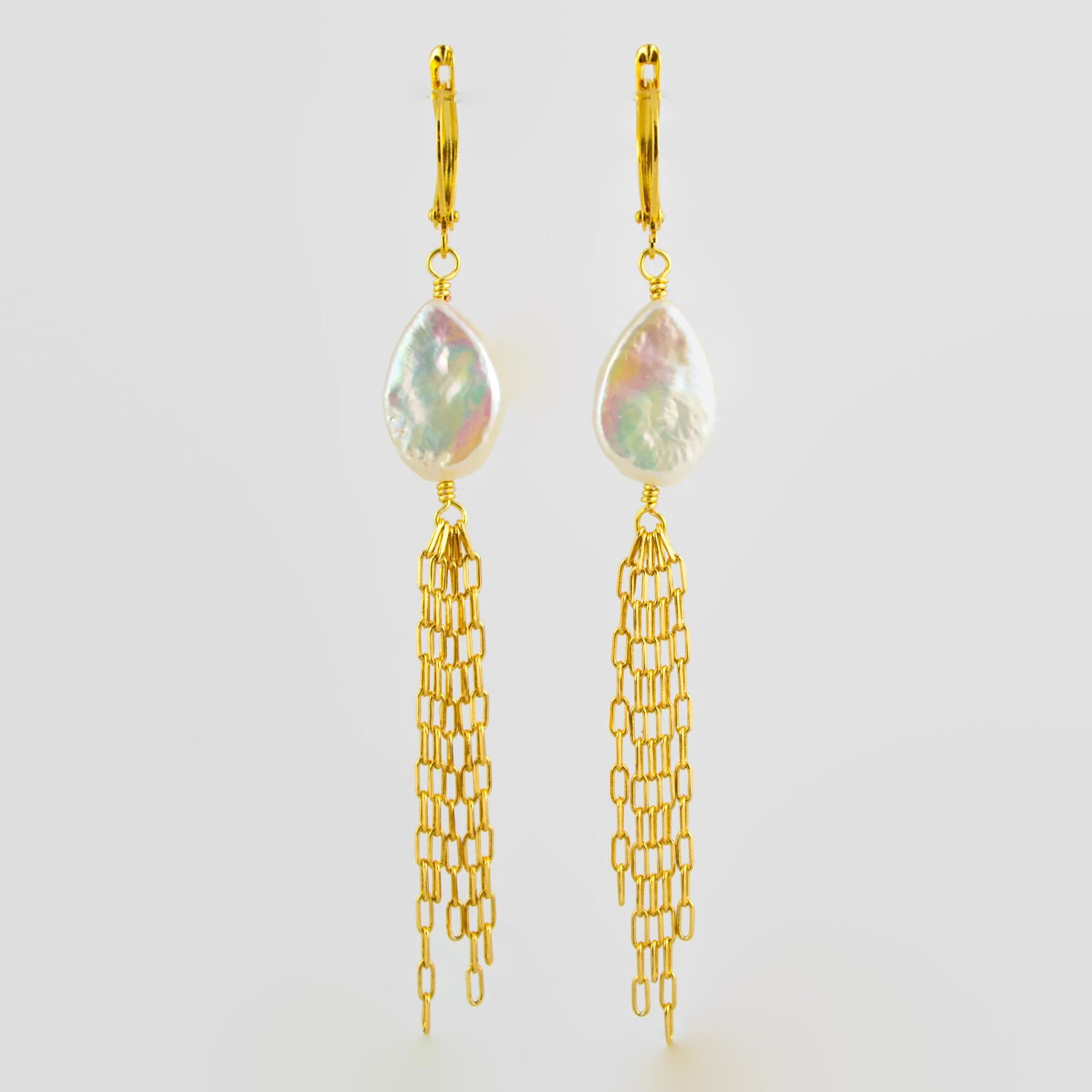 Glam Pearl Earrings Chain Tassel Earrings Pearl Tassel