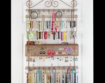 Longstem #7100 Overdoor or Wall Jewelry Organizer in Bronze - Holds over 300 pieces. Patented product - Rated Best!