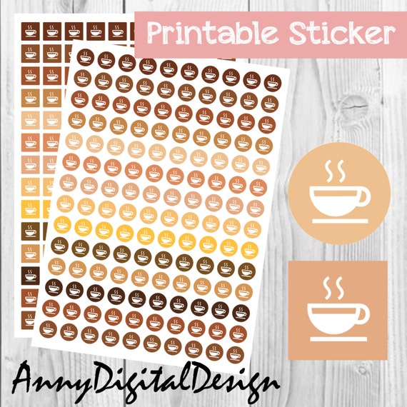 Items Similar To Printable Coffee Cups Stickers Coffee