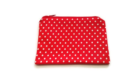 Polka dots makeup organizer, cosmetic storage case, makeup case, zipper pouch, toiletry bag, bridal shower gift, bag organizer, makeup pouch