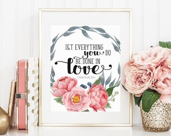 Wall Art Scripture print Printable Bible verse quote print DIY wall art 8x10in 11x14in Corinthians 16:14 Christian wall decor Nursery print