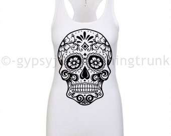 Sugar Skull Shirt - Day of the Dead Tank Top - Halloween Shirt - Skull Shirt - Sugar Skull Clothing - Skull Clothing - Day of the Dead