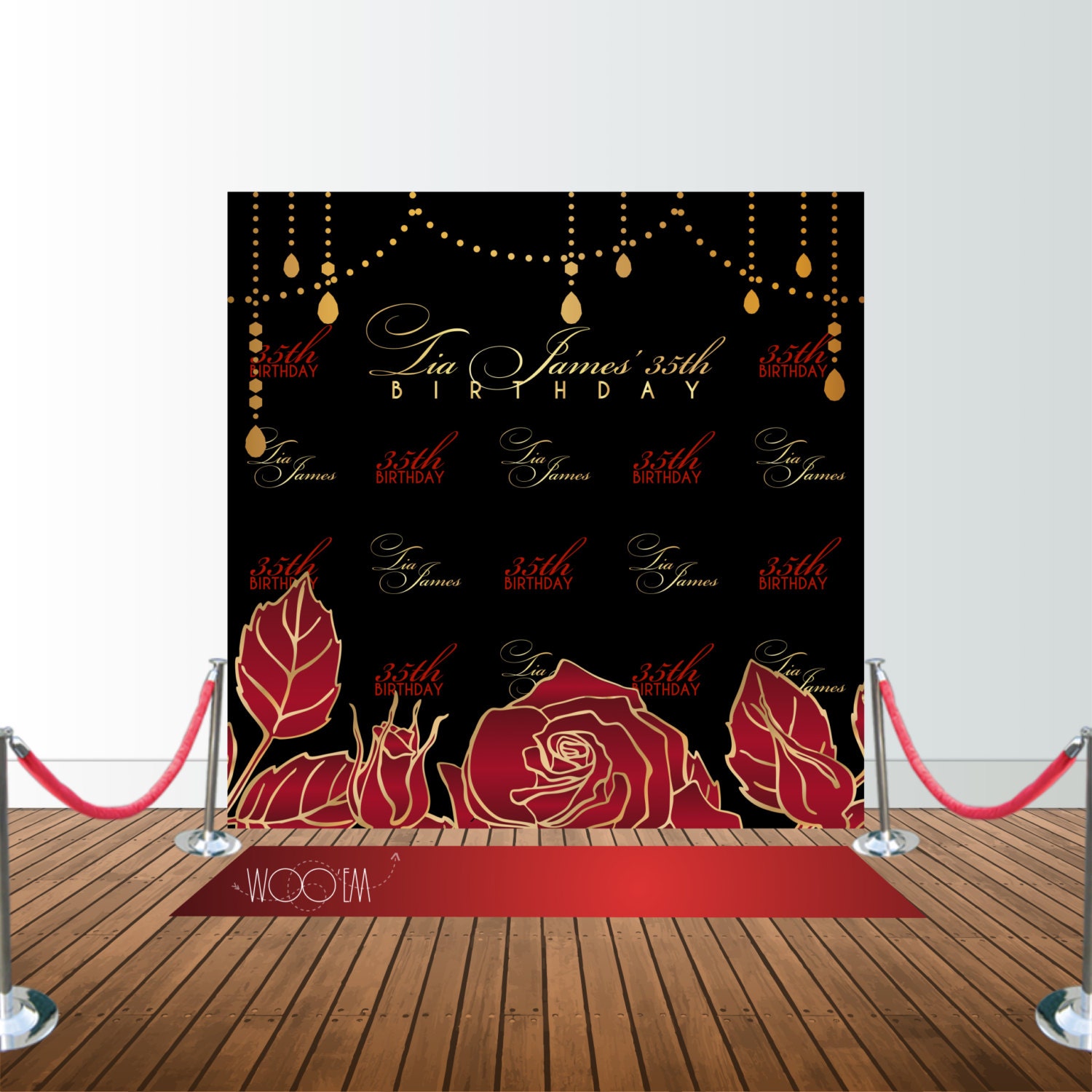 Hollywood Glam 30th 40th 50th 60th Birthday 8x8 Backdrop 