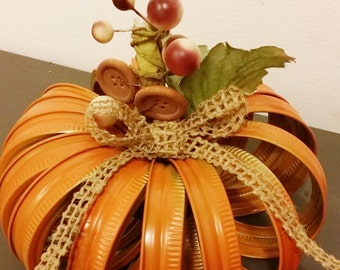 Mason Jar Lid Pumpkin ~ Autumn ~ Pumpkin ~Fall Decor ~Centerpiece ~Fall Wedding ~Farmhouse ~Fall, Country Decor, Home Decor, Shabby Chic