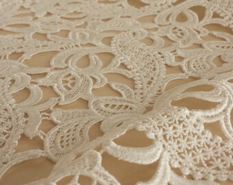Guipure lace fabric, French Lace, Embroidered lace, Wedding Lace, Bridal lace, Ivory Lace, Veil lace, Lingerie Lace Chantilly Lace B000019