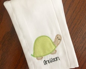 Personalized Turtle Burp Cloth, Name Burp Cloth, Monogrammed Burp Cloth