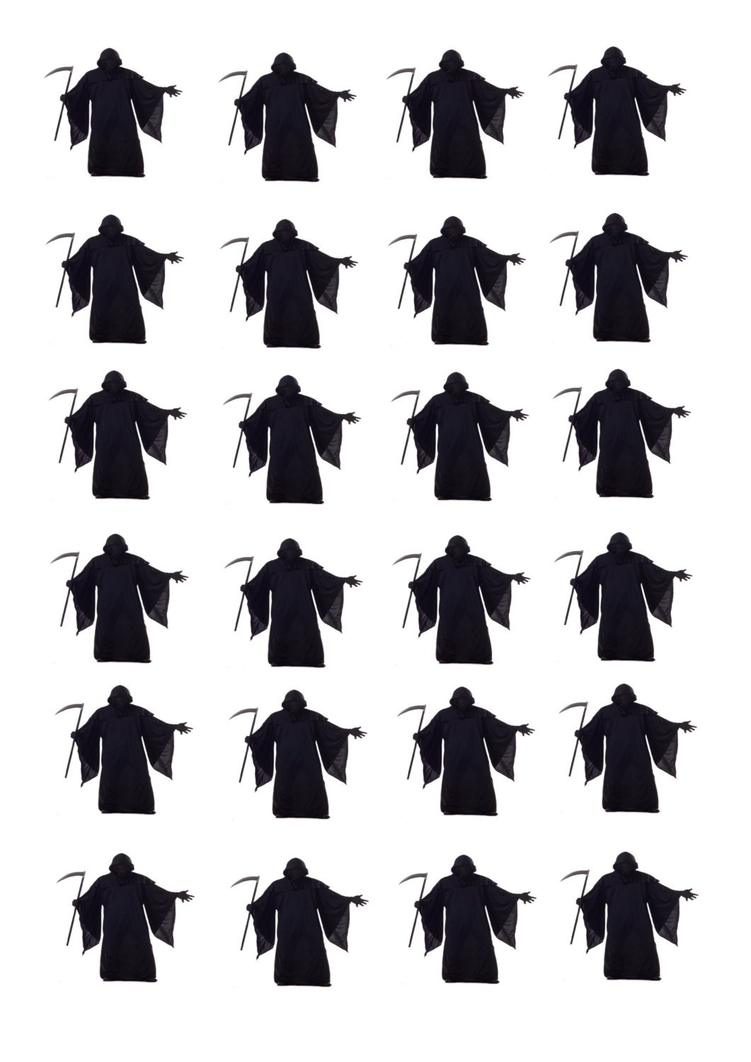 24 x PRECUT Halloween grim reaper BLACK SILHOUETTE scary