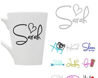 Any word or NAME vinyl decal sticker for Coffee mug/Cup with name, monogram/ name Yeti cup vinyl decal, laptop/Mac decal, car window decal