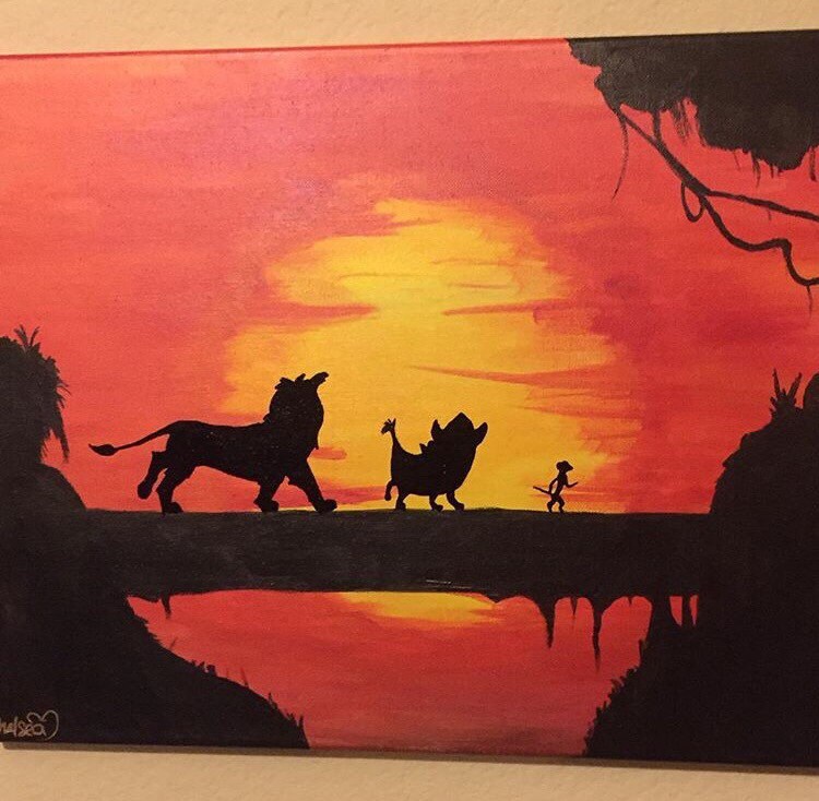 The lion king sunset canvas painting by babydollcraftz on Etsy