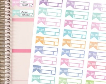 Planner Stickers Bill Due Stickers - Pastels