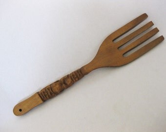 Vintage Wooden Tiki Wall Fork Wall Decor Tiki Party large 19"