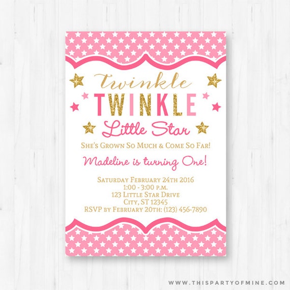 Twinkle Twinkle Little Star Invitation by thispartyofmine on Etsy