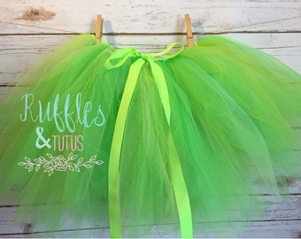 Penelope Tinkerbell Green Kids Tutu Baby Toddler Black Tutu skirt Halloween Costume - Baby or Toddler size 0-12yr Toddler Halloween Costume