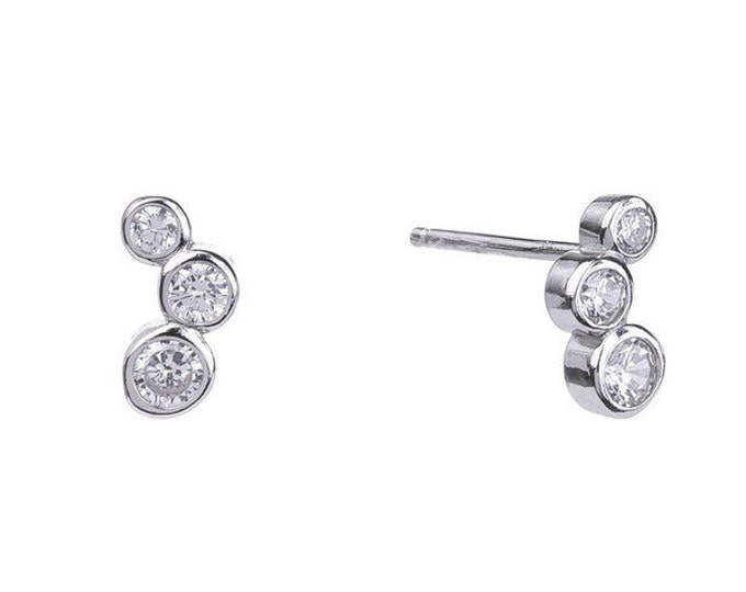 CZ Stud Earrings CZ Earrings Cubic Zirconia Sterling Silver Bridal Earrings Wedding Jewelry Silver Earrings Dainty Earrings Wedding Earrings