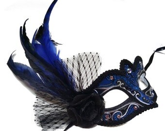 Ambrosia Dark Blue Masquerade Mask - U306