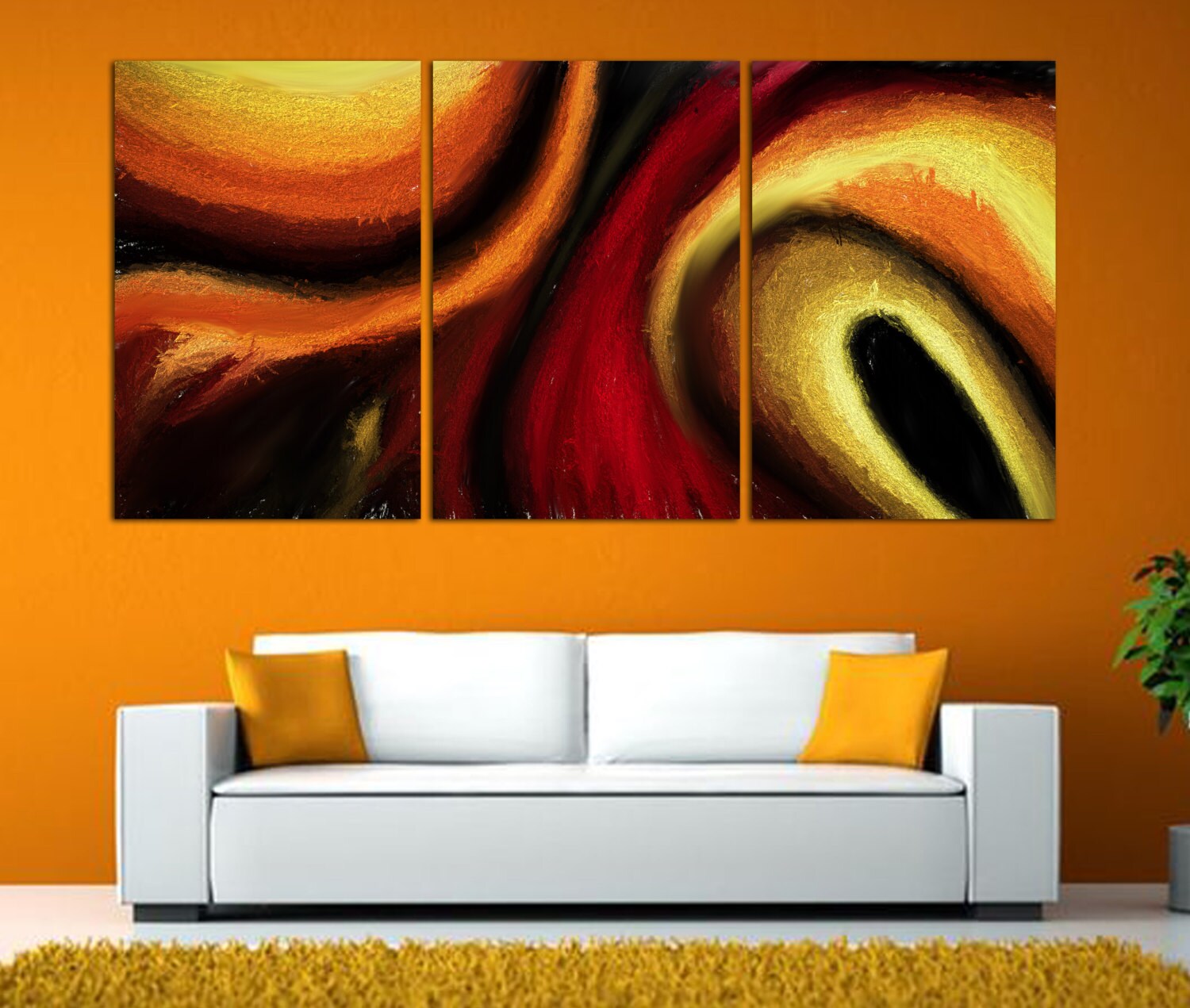 3 Panel Split Abstract Art Canvas Print. 1.5 deep