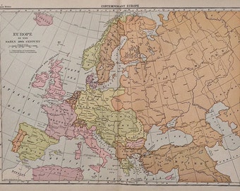 Vintage europe map | Etsy