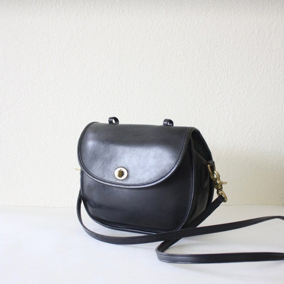 Vintage COACH Black Leather Crossbody Bag