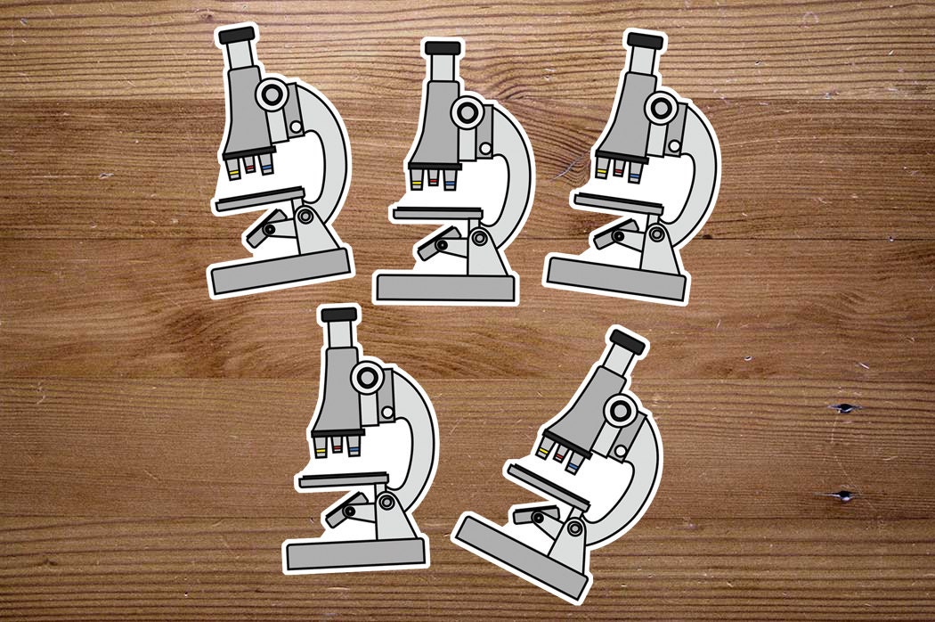 Microscope Sticker Set of 5 Lab Science Stickers/Laboratory