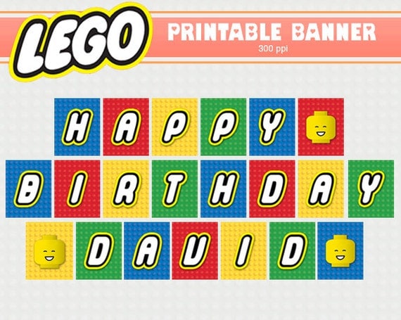 Lego Banner Happy Birthday Banner Printable by HeartsPaperArt