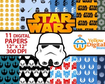 70% Off SALE STAR WARS Digital Paper Pack, Digital Papers, 11 pdf files 12 x 12 - Instant Download