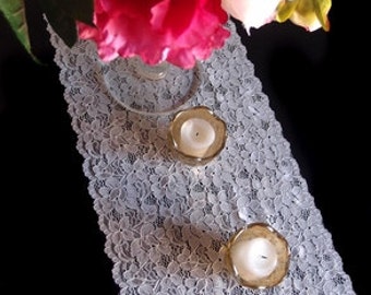 Vintage Black / White Lace Table Runner In Small Pattern, Lace Wedding Table Runners
