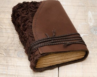 Dark Brown Leather Journal, Handbound Journal, Romantic Diary, Notebook