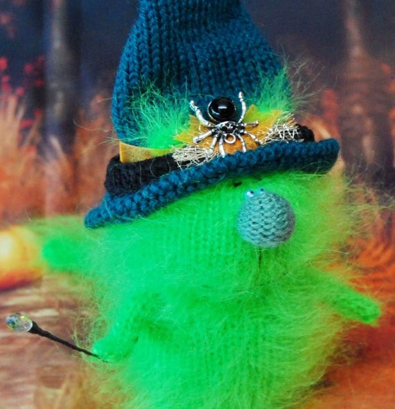 WIZARD CAT AMIGURUMI Cat Kitten Kitty in a Hat Knit Mohair Cat