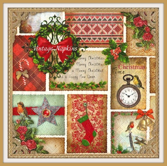 Items similar to 2 PAPER NAPKINS for DECOUPAGE Christmas Motives