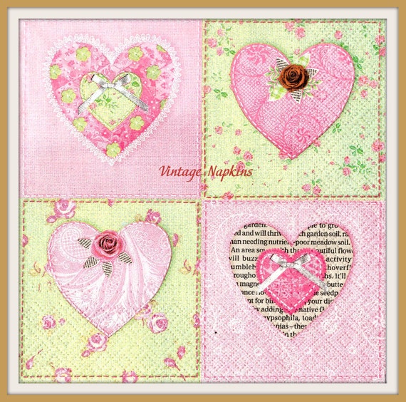 TWO Paper napkins for DECOUPAGE Vintage Pink by VintageNapkins