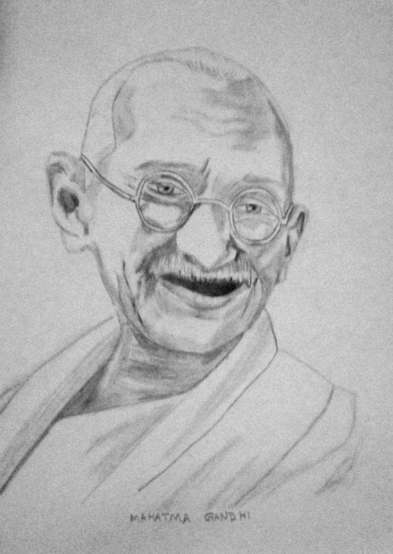 Mahatma Gandhi Framed Drawing 11x14 with Augmented Reality