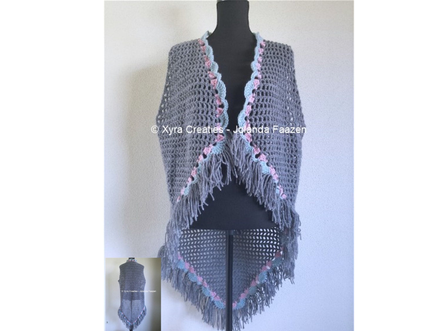 PATR1067 Xyra Crochet-pattern Long gilet / vest without