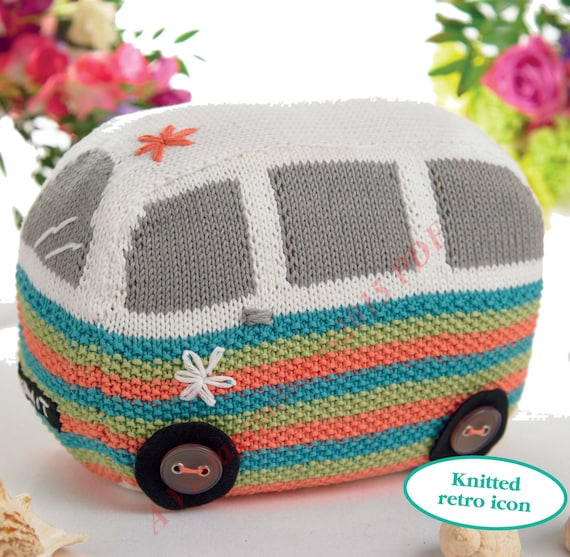 Camper Van Toy Cushion Door Stop Knitting by VintagePatterns2015