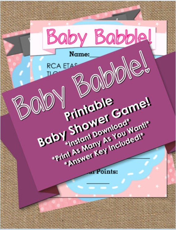 Printable Baby Shower Game BABY BABBLE by DesignsAndDevotions