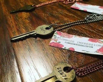 CUSTOMIZABLE stamped key necklace