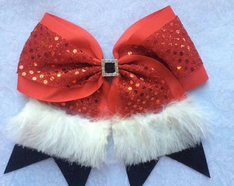 Items similar to Christmas Cheer Bows SorryNotSorry Cheer Bows Candy Cane Cheer Bows Red &amp; Green