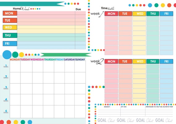 Items similar to General Student Term Desk/Wall Planner (Printable Pdf ...