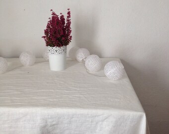 White Linen Tablecloth, Stonewashed European Linen, Rectangle Tablecloth, Extra large tablecloth, Oval Tablecloth by Linenbee