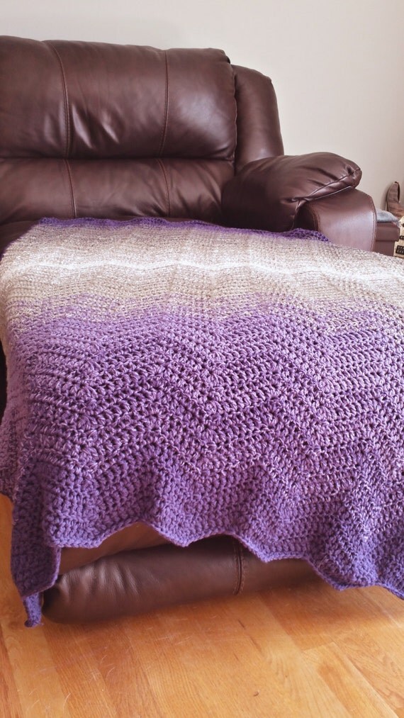 Items similar to Purple Ombre Crochet Afghan, purple blanket, chevron