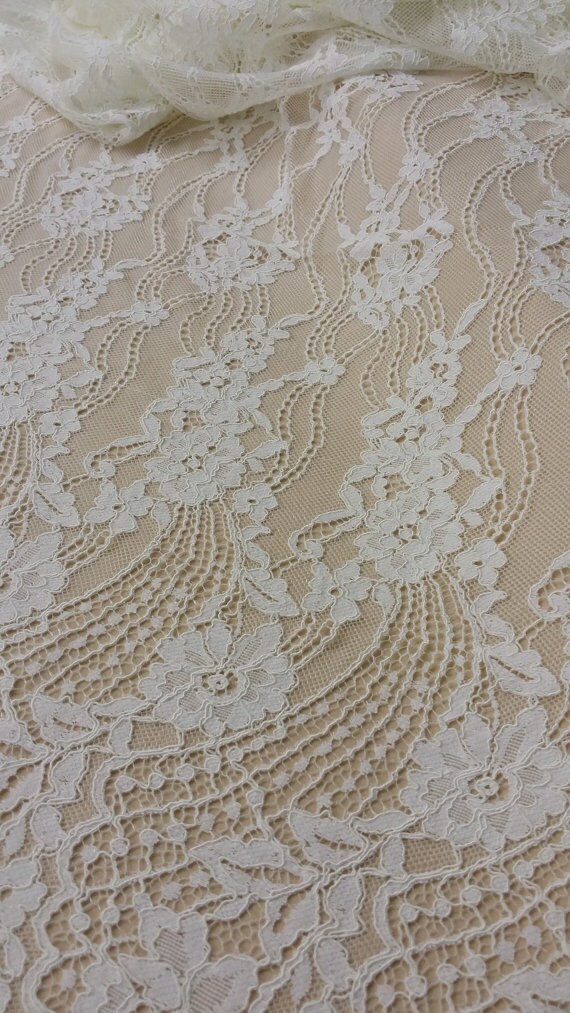 Ivory lace fabric by the yard French Lace Embroidered lace