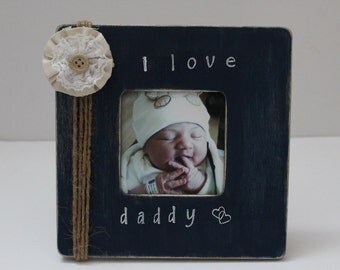 Daddy Picture Frame, I Love Daddy Photo Frame, Dad Gift, Navy Blue Photo Frame
