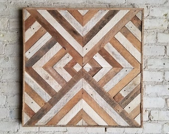 Reclaimed Wood Wall Art, Decor, Lath, Triangle Diamond Geometric