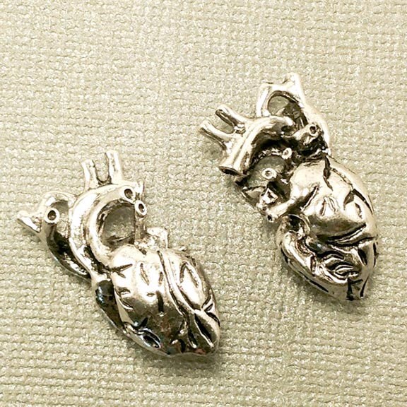 Download Anatomy Charm. 2 pcs Antique Silver Tone Anatomical Human