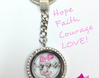 Breast Cancer Awareness Keychain, Keychain Locket