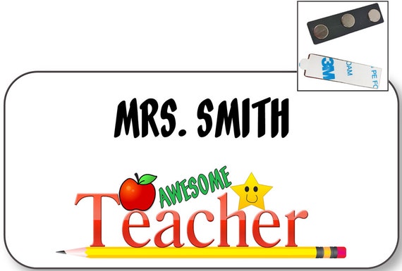 1 Personalized Awesome TEACHER Name Badge Tag Gift Present W 1 Personalized Awesome TEACHER Name Badge Tag Gift Present W